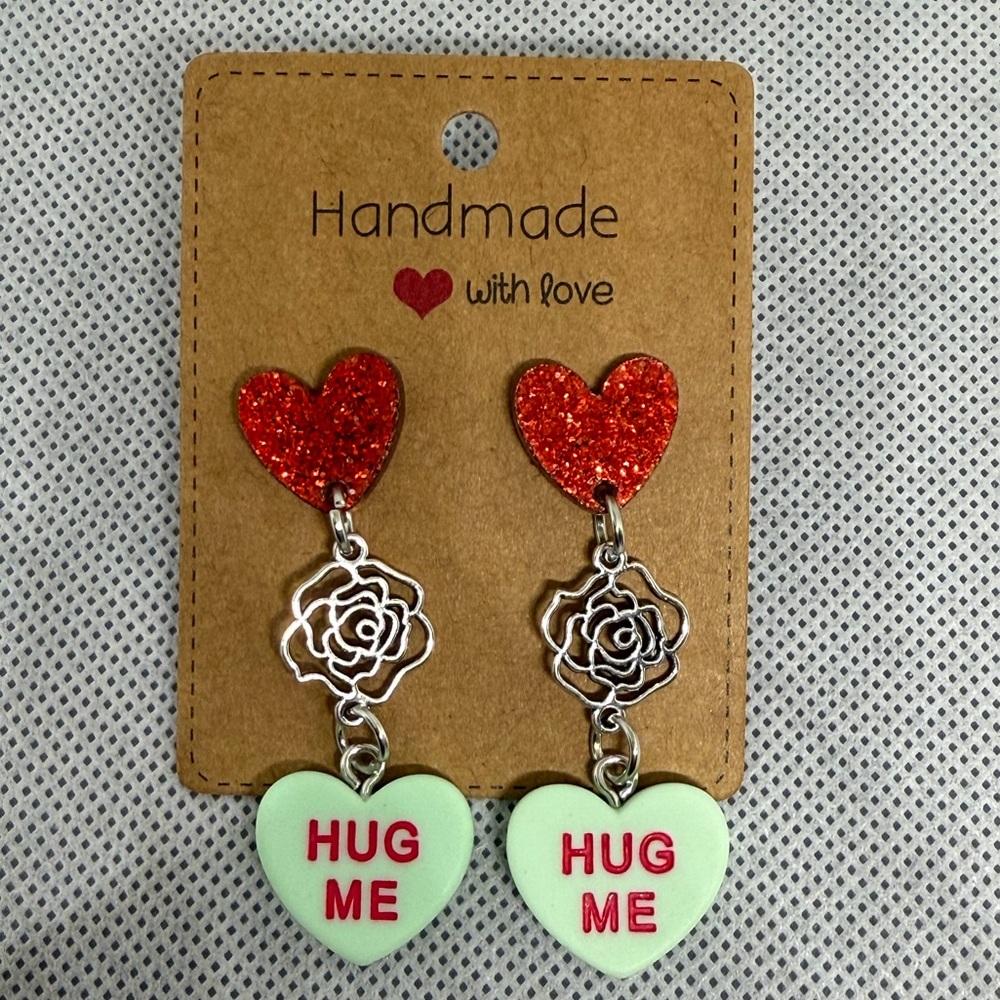 Handmade Valentine’s Day Candy Heart Earrings